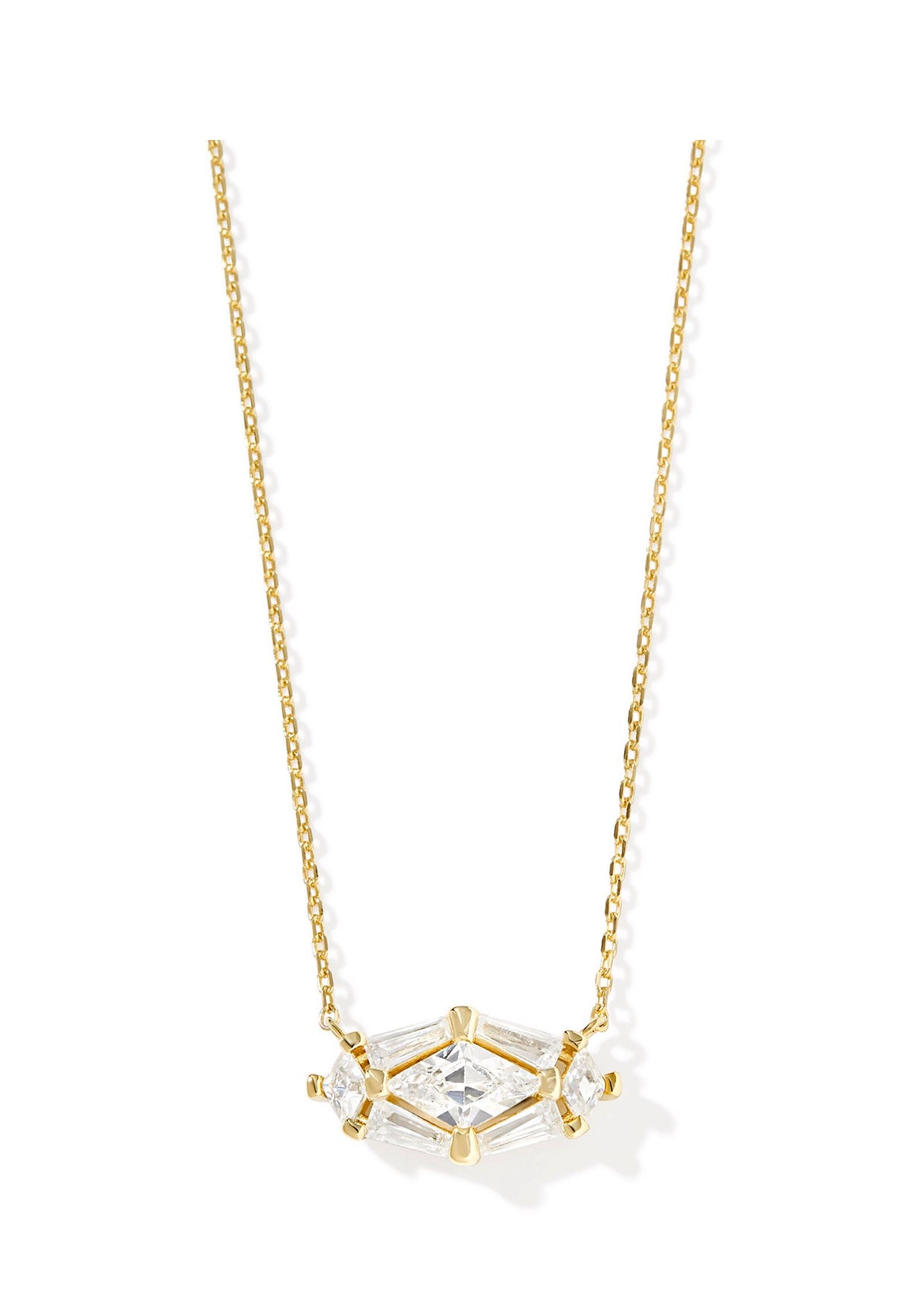 Lindy Rae Elisa White Crystal Gold Pendant Necklace