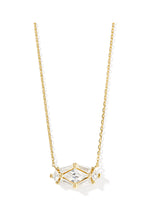 Load image into Gallery viewer, Lindy Rae Elisa White Crystal Gold Pendant Necklace
