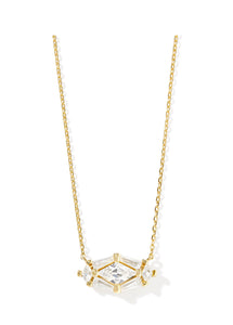 Lindy Rae Elisa White Crystal Gold Pendant Necklace