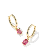 Load image into Gallery viewer, Cailin Pink Crystal Single Stone Gold Huggie Earring
