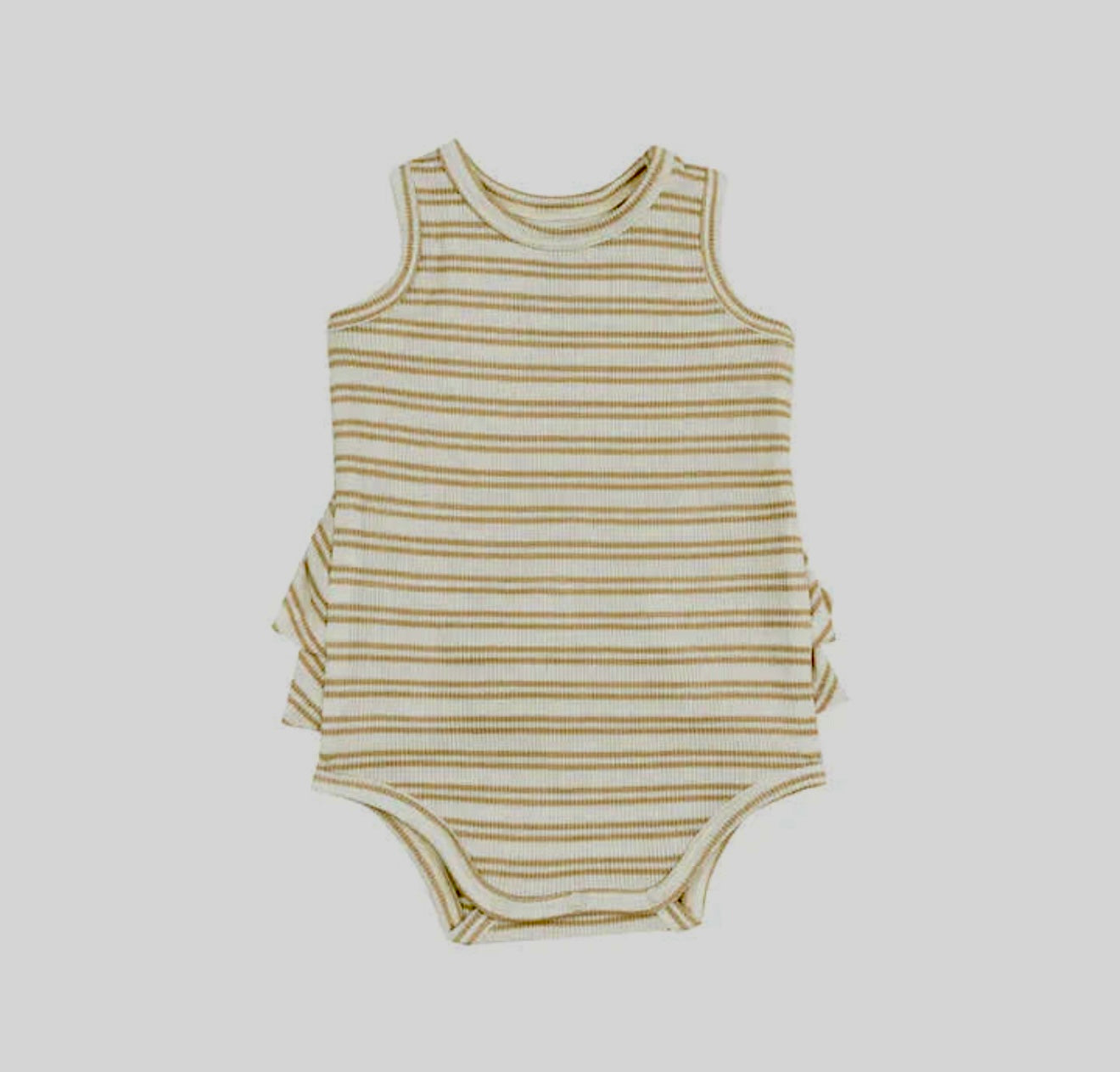 Angel Dear Oxford Tan Stripe Bubble With  Ruffles
