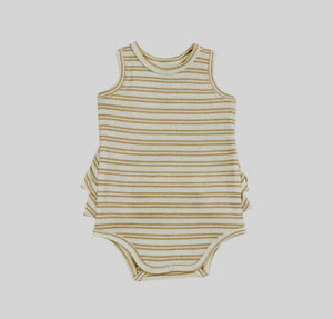 Angel Dear Oxford Tan Stripe Bubble With  Ruffles