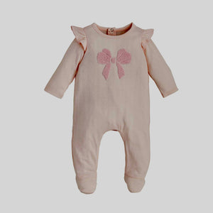 Mud Pie Pink Boucle Bow Sleeper