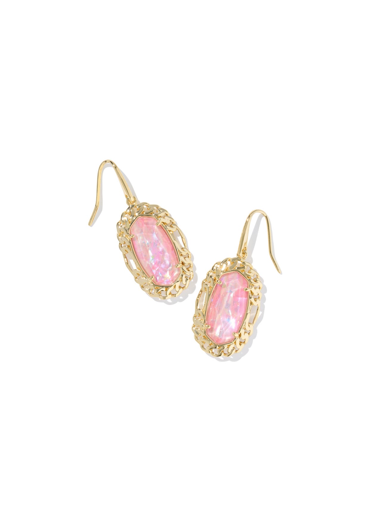 Dani Gold Pink Iridescent Mother Of Pearl Figaro Earrings