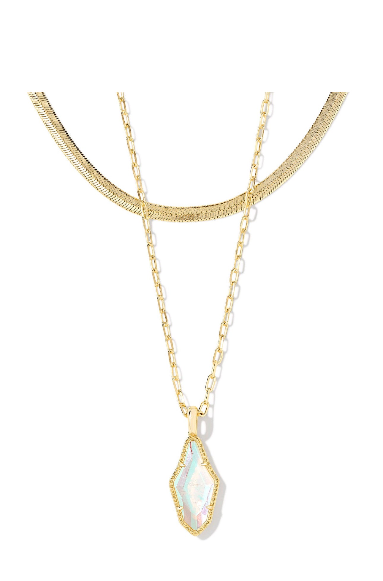 Evelyn Rock Crystal Dichroic Multi Strand Gold Necklace