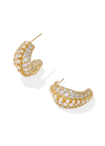 Krista White Mix Gold Hoop Earring