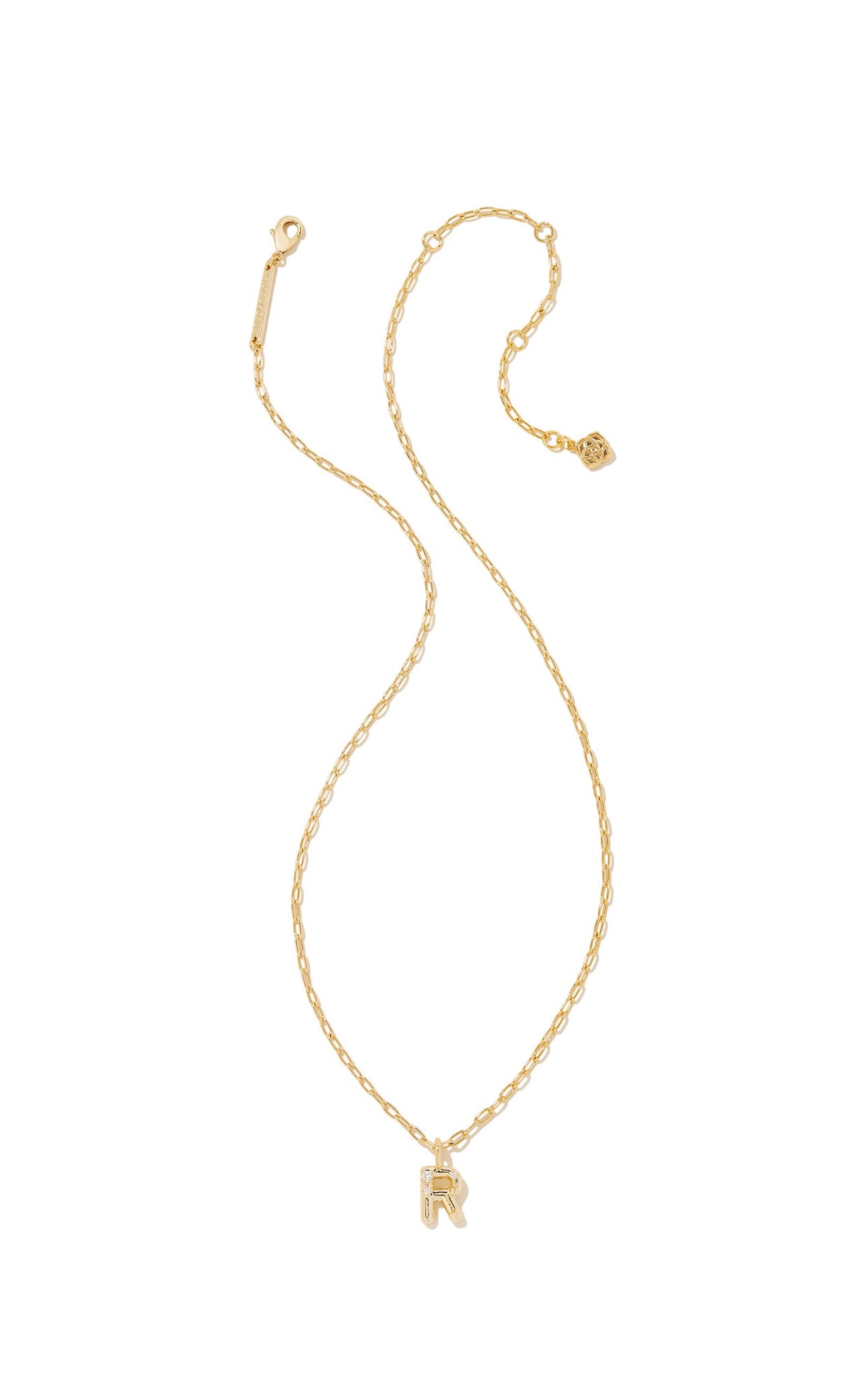 Crystal Letter R Pendent Gold Necklace