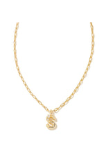 Load image into Gallery viewer, Crystal Letter S Pendant Gold Necklace
