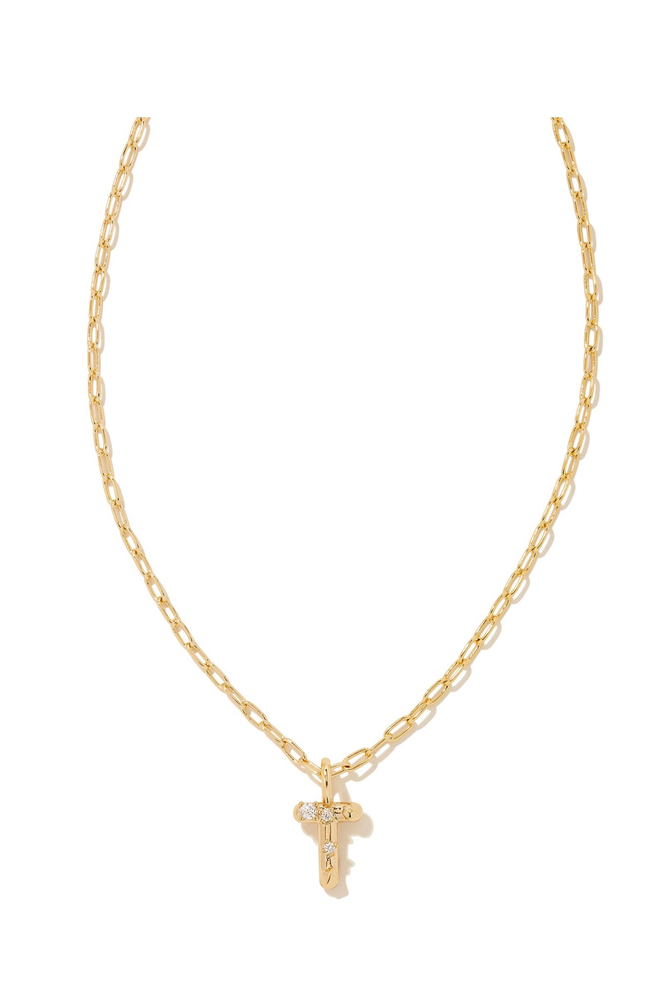 Crystal Letter T Pendent Gold Necklace