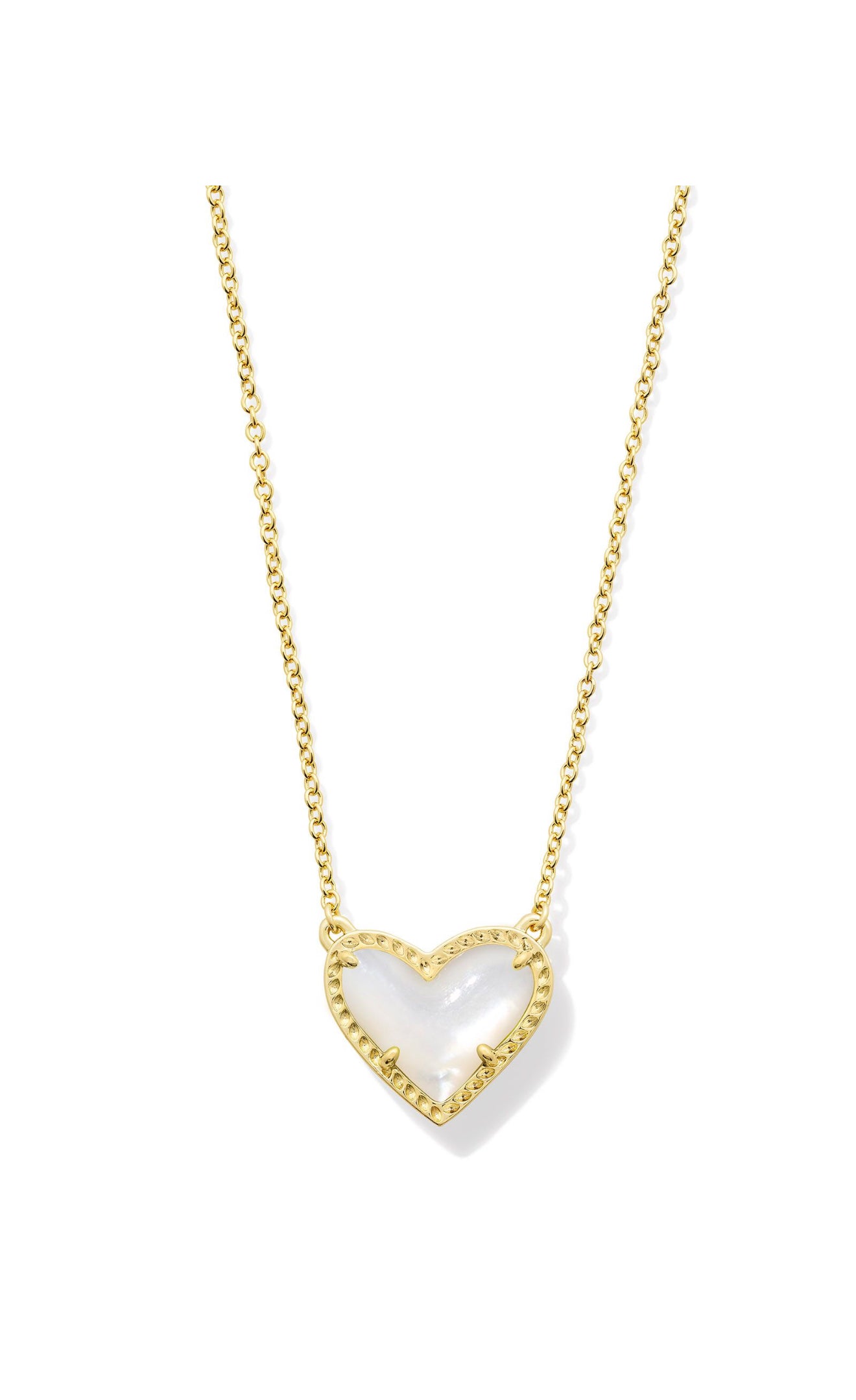 Ari Heart Short Pendant Ivory Mother Of Pearl Gold Necklace