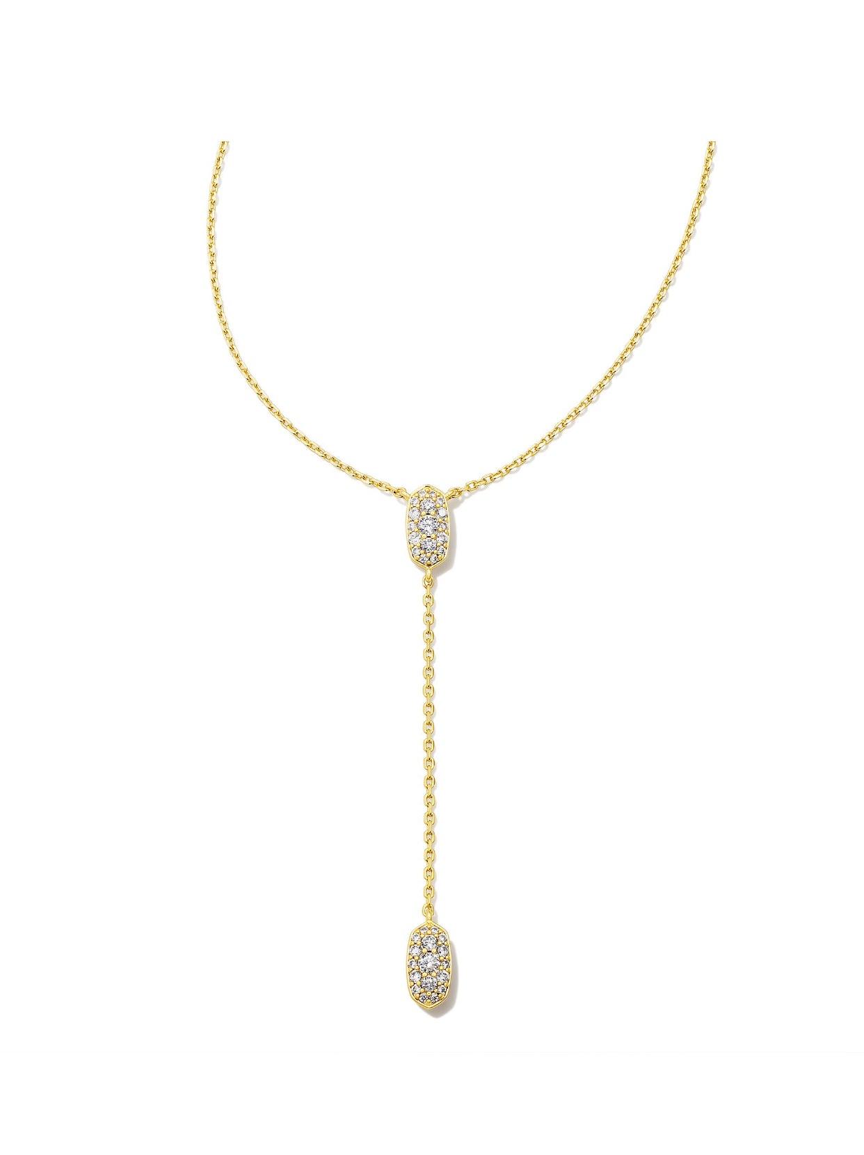 Grayson White Crystal Y Gold Necklace