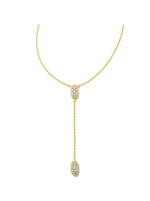 Load image into Gallery viewer, Grayson White Crystal Y Gold Necklace
