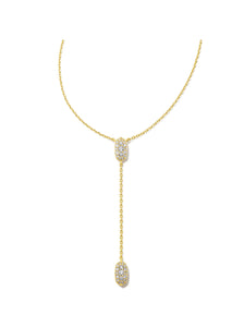 Grayson White Crystal Y Gold Necklace