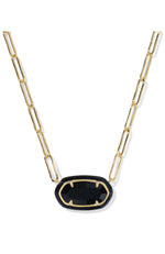 Load image into Gallery viewer, Elisa Paperclip Black Agate Gold Frame Necklace
