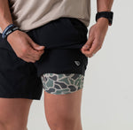 Load image into Gallery viewer, Burlebo Heather Black Retro Duck Camo Liner Shorts
