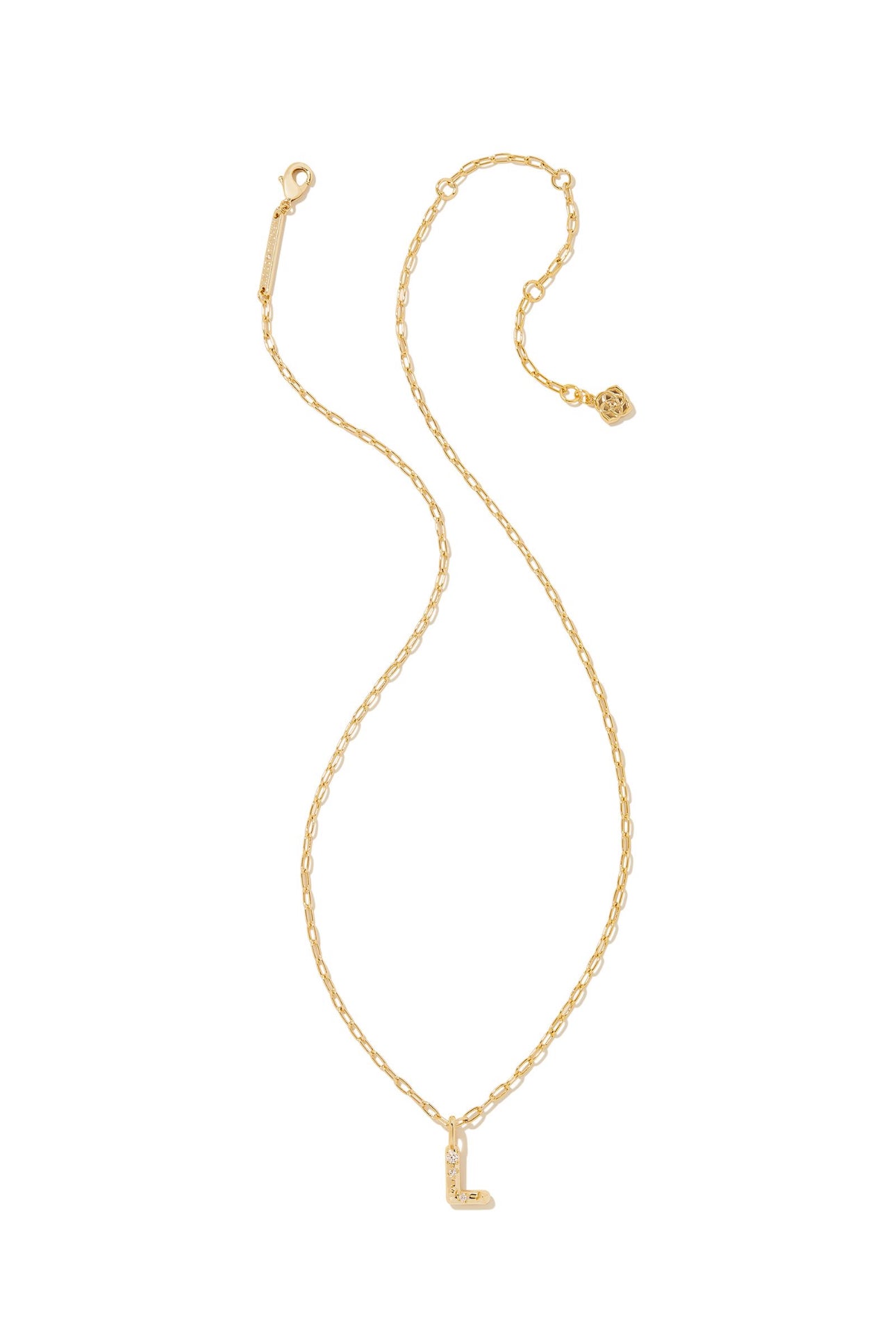 Crystal Letter L Pendant Gold Necklace