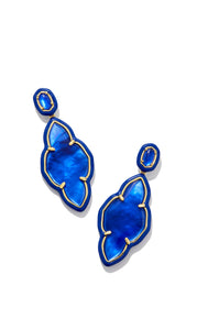 Abbie Enamel Frame Gold Cobalt Illusion Earrings