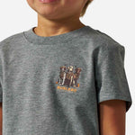 Load image into Gallery viewer, Burlebo Youth Short Sleeve Tee - Camo Duck Dogs - Dark Heather Grey
