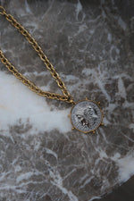 Load image into Gallery viewer, TWO TONED COIN NECKLACE
