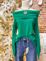 Load image into Gallery viewer, Always You Green Cold Shoulder Sweater
