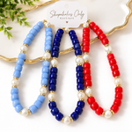 Load image into Gallery viewer, Red With Pearl Accent Beaded Necklace Collection

