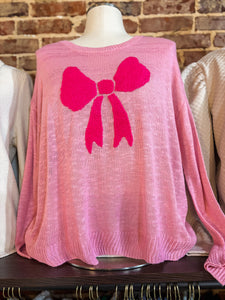 Simply Southern Pink Bow Sweater