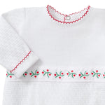 Load image into Gallery viewer, Paty Knit Christmas Romper with Swiss Pine Trim
