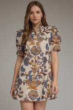 Load image into Gallery viewer, Ecru &amp; Rust Floral Mini Dress

