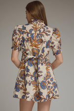 Load image into Gallery viewer, Ecru &amp; Rust Floral Mini Dress
