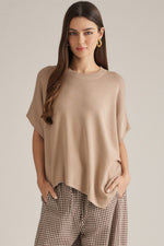 Load image into Gallery viewer, Taupe Knit Poncho Sweater
