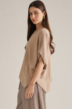 Load image into Gallery viewer, Taupe Knit Poncho Sweater

