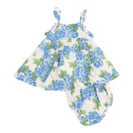 Load image into Gallery viewer, Angel Dear Watercolor Hydrangeas Paper bag Ruffled Sundress With Diaper cover.
