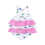 Load image into Gallery viewer, Angel Dear Vintage Gold Ruffled Sundress Sunsuit
