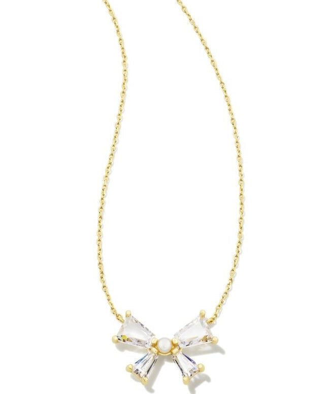 Blair White Crystal Bow Pendant Gold Necklace