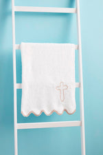 Load image into Gallery viewer, Mud Pie Cross Scallop Blanket
