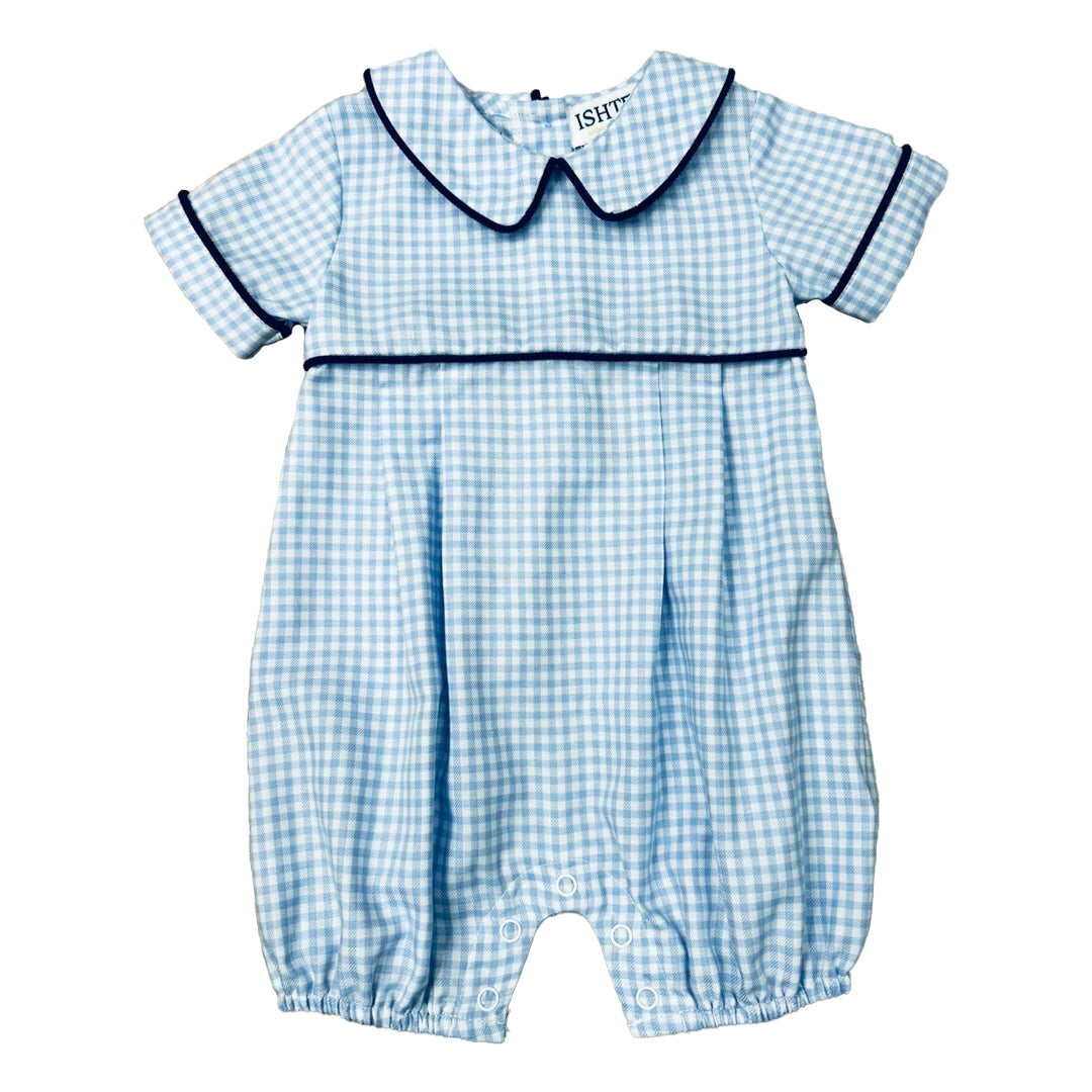 Adorable Blue Plaid Boy's Romper