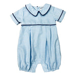 Load image into Gallery viewer, Adorable Blue Plaid Boy&#39;s Romper
