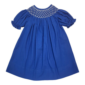 Sweet Dreams Royal Blue Catherine Pearl Smocked Dress