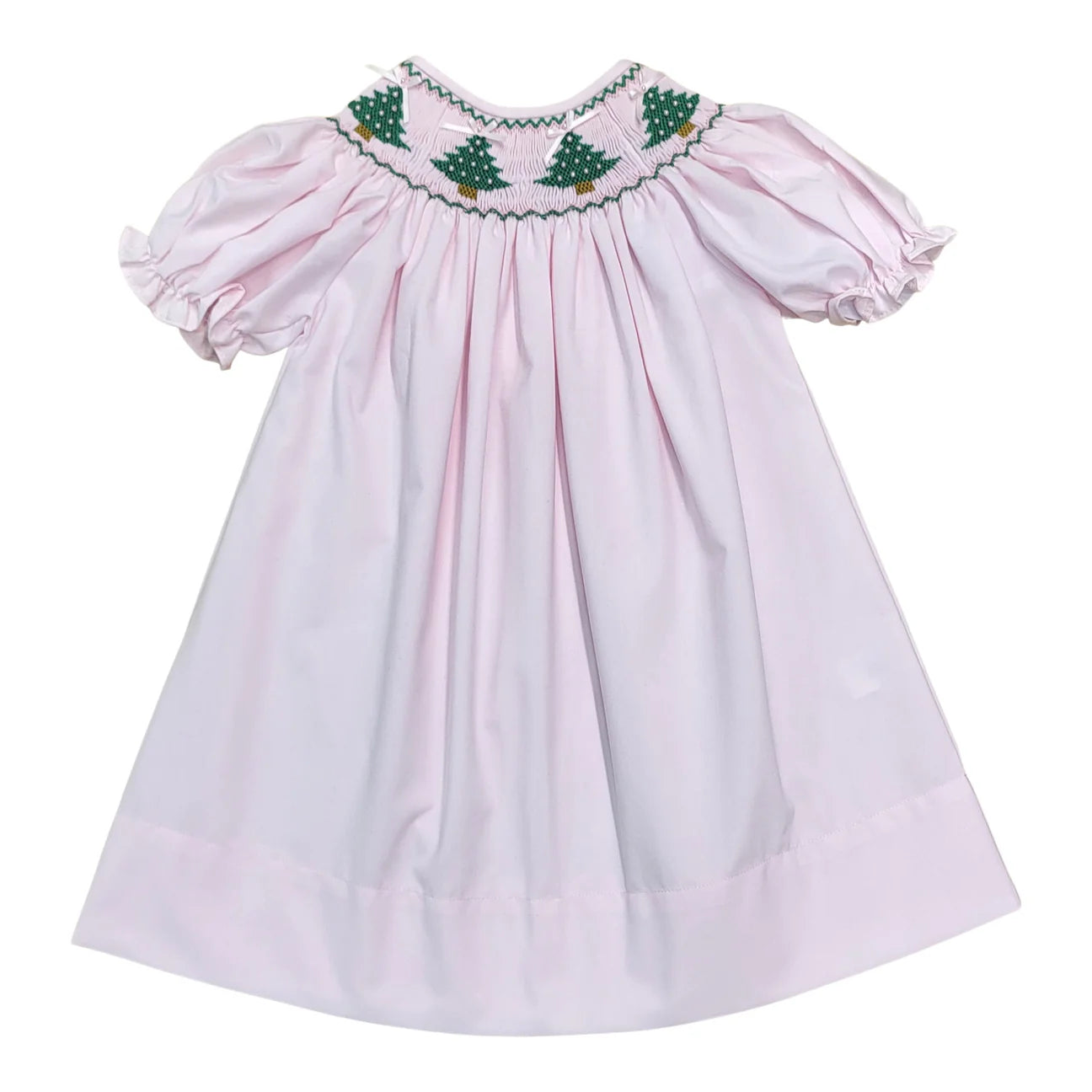 Sweet Dream Pink Christmas Tree Smocked Dress