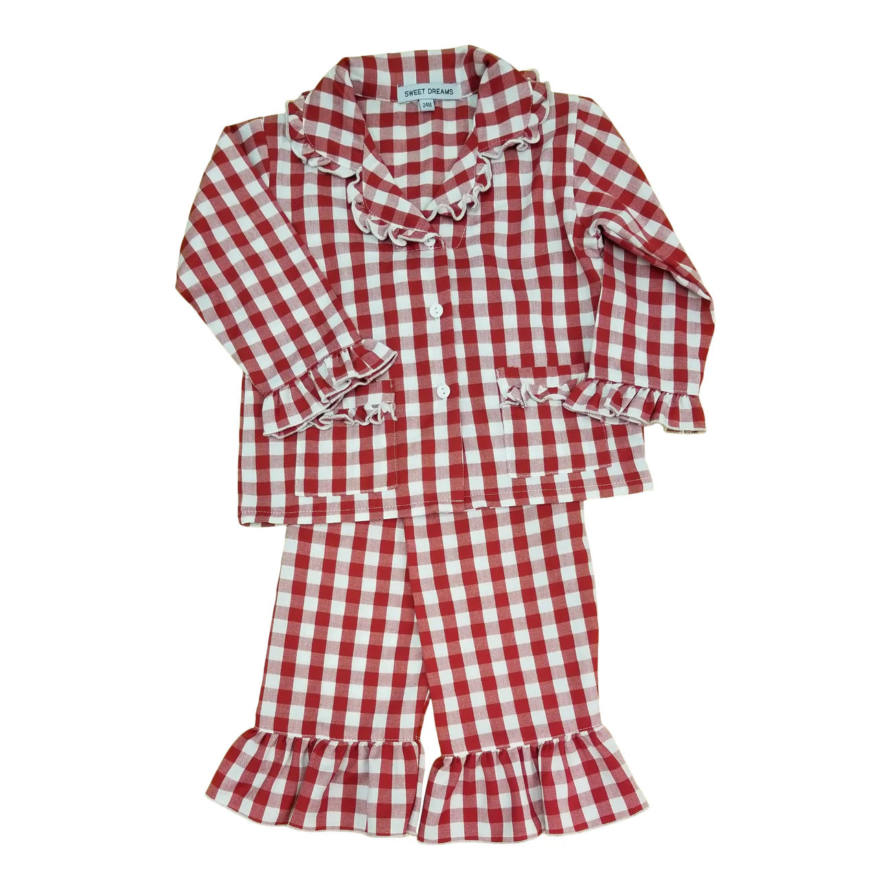 Sweet Dreams Big Red Gingham Girl Pajamas