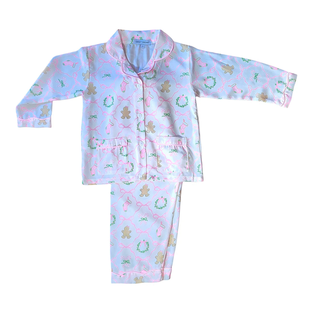 Sweet Dreams Christmas Bow Trellis Print Pjs
