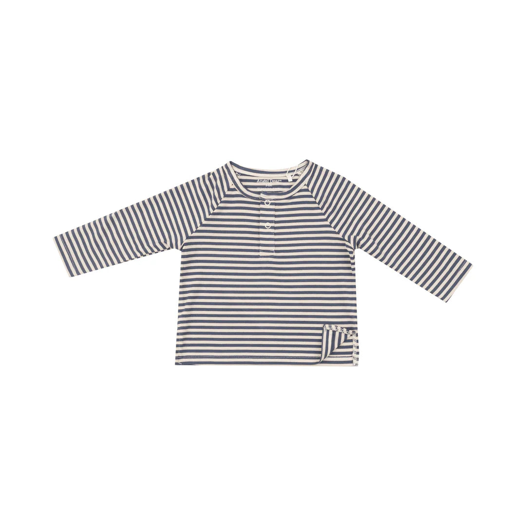 Angel Dear Footballs + Navy Oat Stripe L/S Raglan Henley