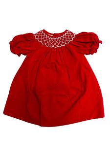 Catherine Red Dress W/ White Pearl