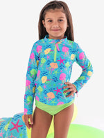 Load image into Gallery viewer, Long Sleeve Zipper Rash Guard 2-Piece Swimsuit, With Signature Rear Ruffles
