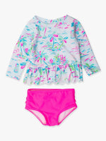 Load image into Gallery viewer, Scallop Hem Long Sleeve Rash Guard 2-Piece, with Signature Rear Ruffles
