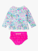 Load image into Gallery viewer, Scallop Hem Long Sleeve Rash Guard 2-Piece, with Signature Rear Ruffles
