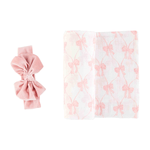 Load image into Gallery viewer, Mud Pie Bow Swaddle and Headband Set

