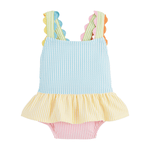 Load image into Gallery viewer, Mud Pie Girls Seersucker Ric Rac Swimsuit
