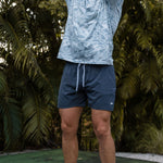 Load image into Gallery viewer, Burlebo Athletic Short - Heather Navy - American Flag Liner
