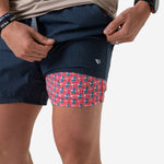Load image into Gallery viewer, Burlebo Athletic Short - Heather Navy - American Flag Liner
